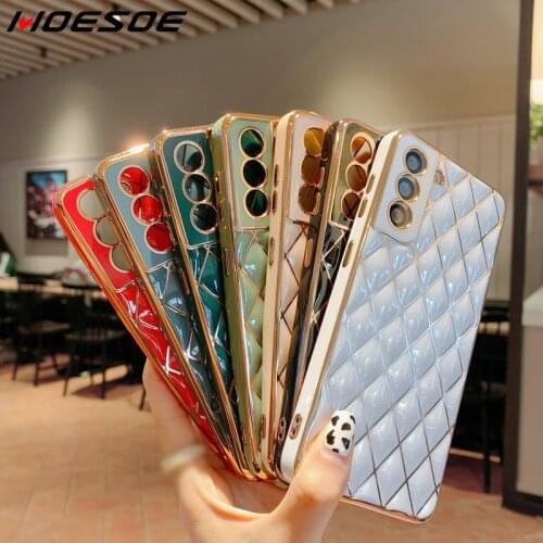 Luxury Plating Phone Case For Samsung Galaxy A52 Case For Samsung S21Plus A72 A12 Shockproof Soft Silicone Back Cover