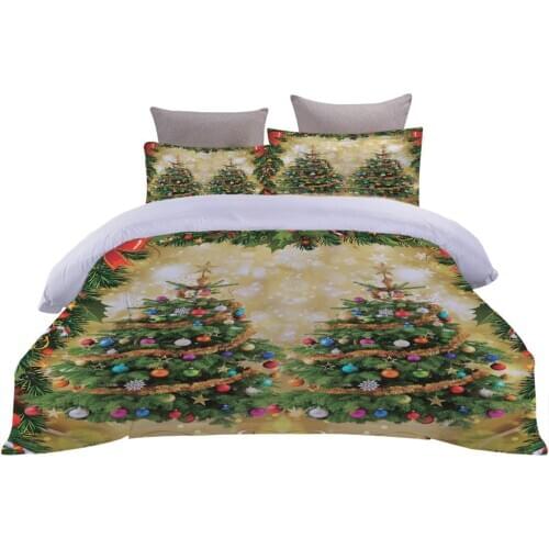 Christmas New Year Duvet Quilt Cover Sets Happy Gift 3D Bed Three-Piece Set Snowman Quilt Cover and Pillowcases Bedding Set 2021