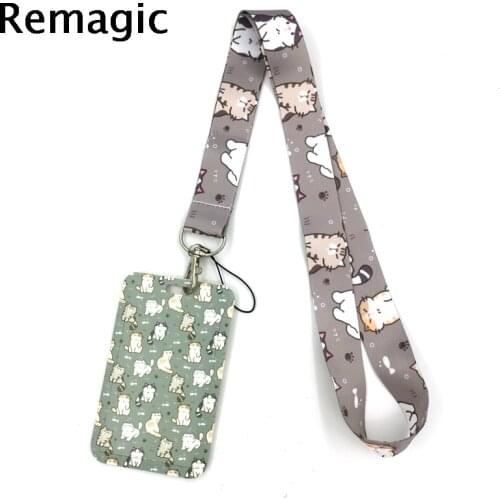 Cartoon cat Key lanyard Car KeyChain ID Card Pass Gym Mobile Phone Badge Kids Key Ring Holder Jewelry Decorations