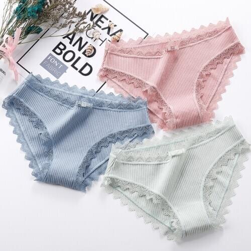 Womens Cotton Ultra Soft Briefs Sexy Lace Panties Bikini Seamless Cute Bow Girls Briefs Soft Comfort Lingerie Fashion Women