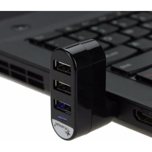 High Speed Mini 3 Port USB 2.0 Rotating Splitter Adapter USB Hub For PC Laptop Notebook Mac Peripherals Expansion Retail Package