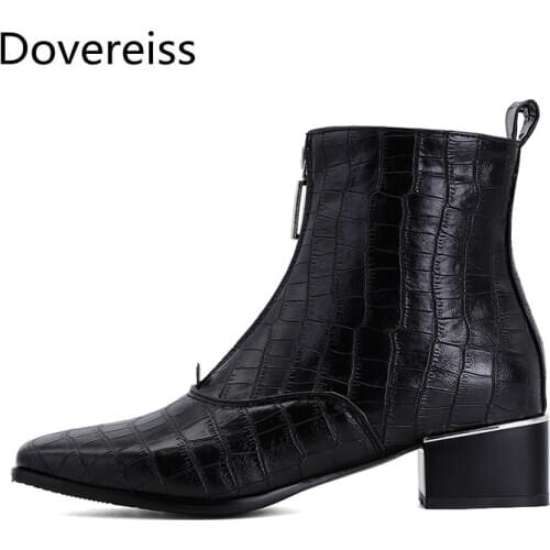 Winter Round toe shoes for woman Consice Sexy New Brow Front zipper Matin boots Ankle boots Big size 48