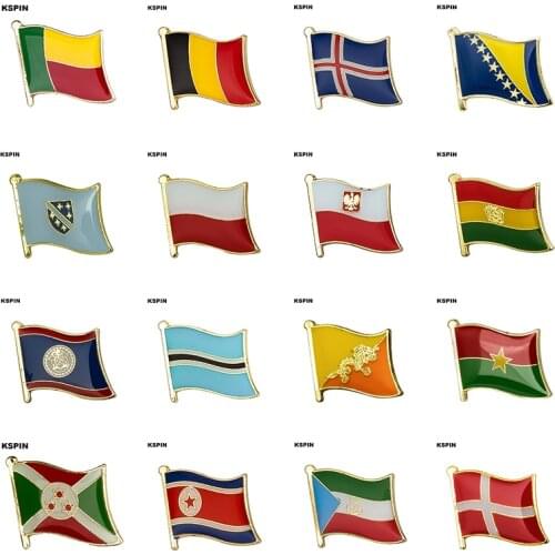 Flag Laple Pin Badge Brooch Benin Belgium Iceland Bosnia Poland Bolivia Belize Botswana Bhutan Burkina Faso