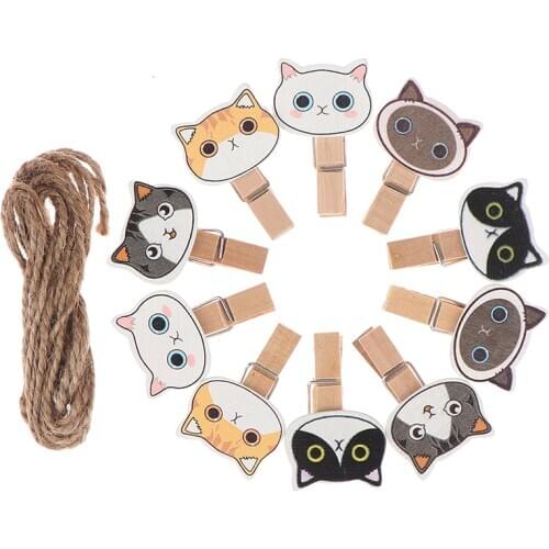1set Cute Cat/duck/tree/heart Wooden Clip Photo Paper Postcard DIY Crafts Christmas Decor Wedding Birthday Party Supplies