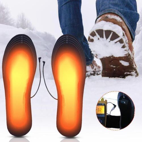 1 Pair Cuttable Powered Electric Heated Shoe Insoles Foot Warmer Winter USB Heating Insole for For Outdoor Ice Fishing Hiking