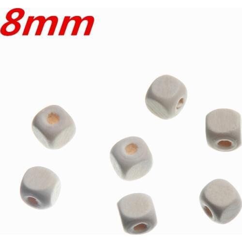 Wooden Square-shape 8x8mm 100Pcs Wood Color Wood Spacer Beads for Jewelry Making DIY Baby Teethers Bracelet Necklace