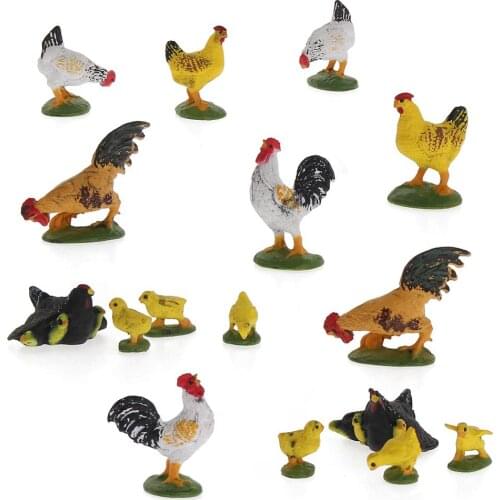 16pcs/32pcs Painted Model Chick Grouse Hen 1:43 Scale PVC O Scale Farm Animals Domestic Fowl Model Railway Scenery AN4306