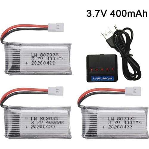 3.7V 400mAh 35C Lipo Battery and Charger for X4 H107 H31 KY101 E33C E33 U816A V252 H6C RC Quadcopter Drone Spare Part toys part