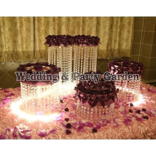 5pcs Crystal Cupcake Stand Top Quality Clear Circle Round Stand Wedding Birthday cake display shelf D20,30,H35,25,15