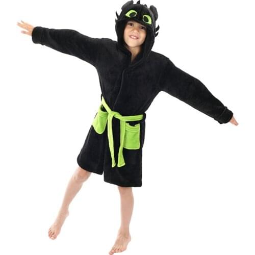 Anime Night Fury Toothless Cosplay Costume Kids Unisex Flannel Plush Kigurumi Pajamas Bathrobe