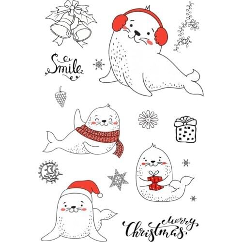 AZSG Christmas Smile Seals Clear Stamps For DIY Scrapbooking/Card Making/Album Decorative Silicone Stamp Crafts