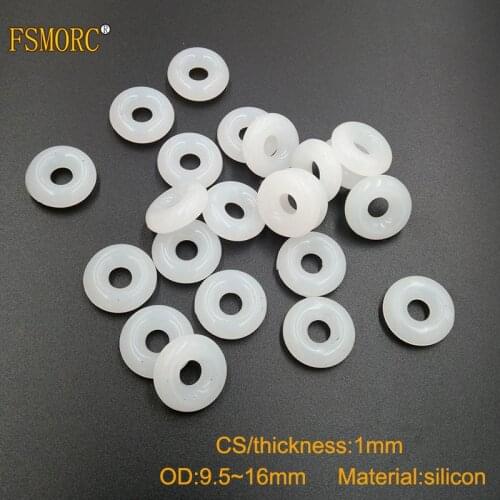 100pcs 1mm Thickness white Transparent silicon o-rings OD 9.5 10 10.5 11 11.5 12 13 14 15 16mm house use gasket no poison o ring