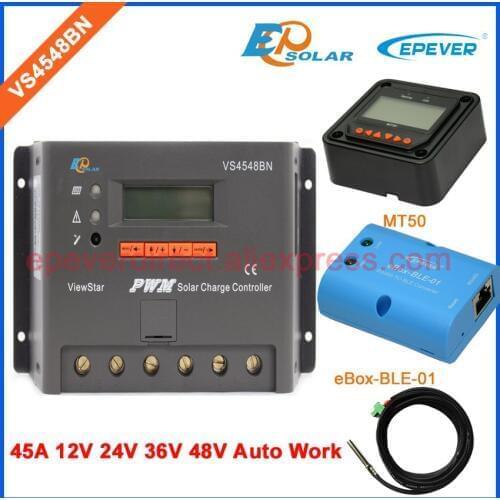 EPsolar PWM Free shipping 48v 36v VS4548BN solar system battery controller BLE BOX temperature sensor and Meter MT50
