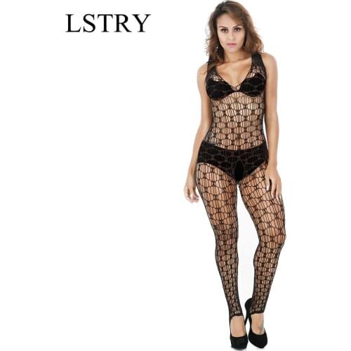 Fishnet Bodysuits Catsuit Womens Transparent Open Crotch Sex Clothes See Through Body Stockings Mesh Mesh Hot Erotic Lingerie