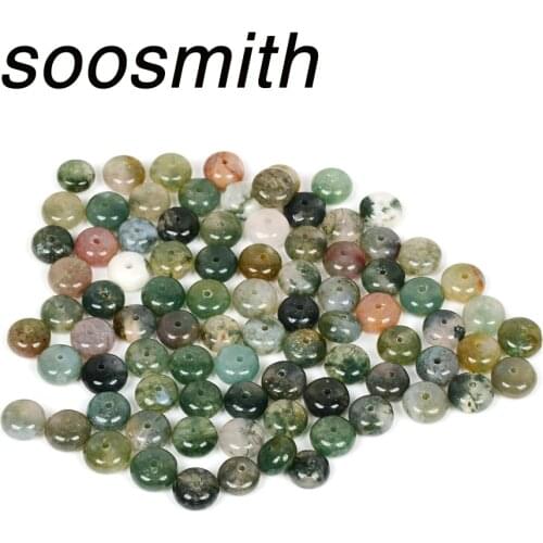 Soosmith 5x8mm Hot Sale Natural Flat Round Stone Beads Indian Agates Beads For Jewelry Making DIY Accessorie Wholesale