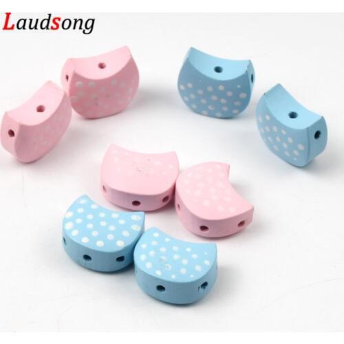 10Pcs 17x21mm Natural Solid Wood Spacer Beads For Jewelry Making Handmade Kids Doll Clothes Connector DIY Accessories