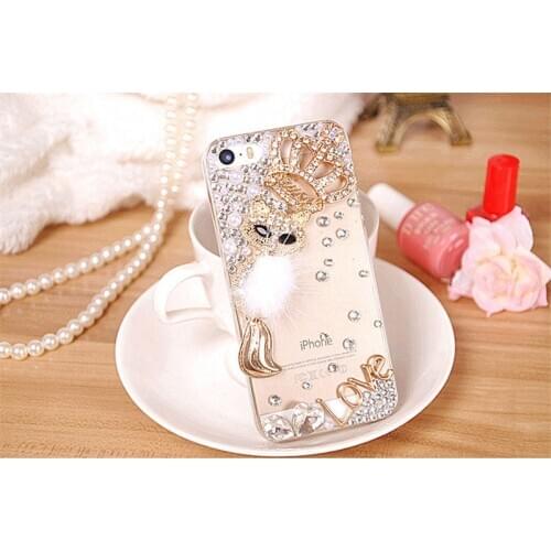 Luxury Bling Rhinestone Diamond Fox and Crown Soft Case For Samsung S4 S5 S6 S7 edge S8 S9 Plus Note 3 4 5 8 9 Case
