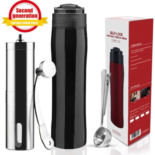 Icafilas Travel French Press Coffee Maker, Portable 11.8 oz Coffee French Press for Ground Coffee Mug Trips Camping Work School