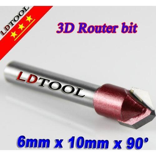 HUHAO 2pcs Shank 6mm Cutter width 10mm 60 Deg V Groove Woodworking Tool Sets on MDF Acrylic 3D CNC Router Engraver