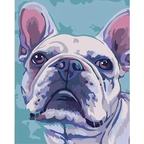 Painting By Number 40X50 60x75CM Big Head Doll Dog Animal DIY Wall Art Gift DIY Pictures By Numbers Canvas Kits Home Decoration
