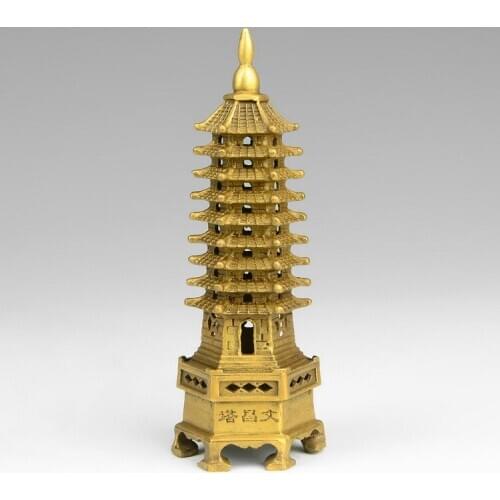 Chinese tibet buddhism temple brass Wenchang Tower chedi stupa Pagoda statue decoration metal handicraft