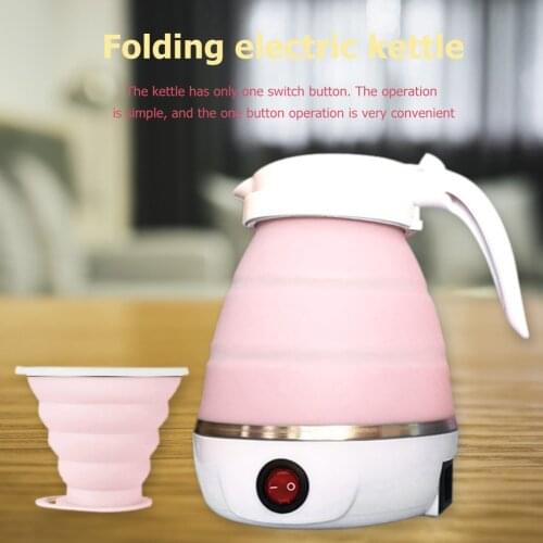 600W Compact Electric Kettle Silicone Foldable Portable Travel Hot Water Heating Boiler Tea Boiling Pot Home Use