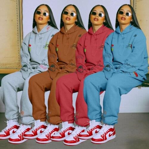 Graffiti Barcode Print Oversize 2 Two Piece Set Women Outfits Streetwear Hoodies Sweatsuit Pants Joggers Ladies Matching Set XXL