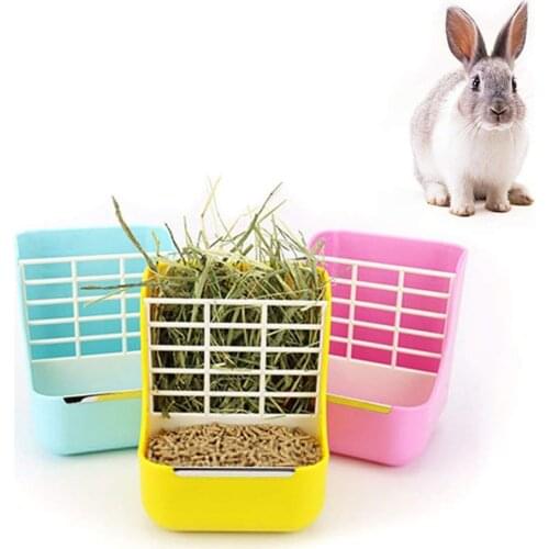 Rabbit Food Feeder Small Animal Supplies Rabbit Chinchillas Guinea Pig 2 In 1 Feeding Bowls Double Use for Grass and Food