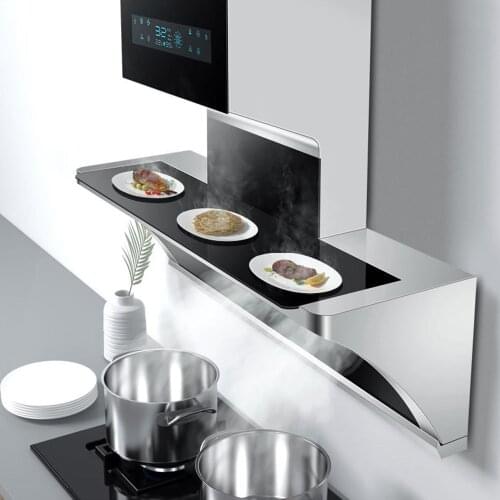 Kitchen Side Suction Range Hood 32m³ Frequency Conversion High Suction Cooker Hood Food Warming Function Household Exhaust Hood