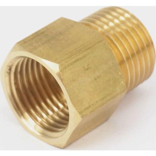 1/2" BSPT Male x 1/2" NPT Female Brass Pipe Fitting Connector Adapter For Pressure Gauge Air Gas Fuel Water Pressure 229 PSI