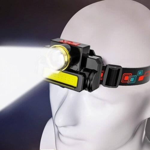 Headlamp Portable Flashlight XPE+COB LED Headlamp Built-in 1200mAh 18650 Battery Fishing Hiking Lighting Headlight