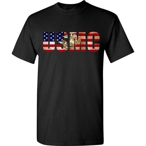 2019 New Cool Tee Shirt Usmc T-Shirt Patriotic MenS Usa Flag Pt Shirt United States Marine Corps Flag Logo