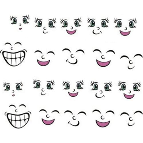 1 sheets DIY Nail Art Water Transfer Stickers smile eyes face mouth slider adhesive Watermark Decals Women Beauty Wedding Nails