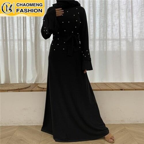 Modest Fashion Arabic Vestidos Muslim Kaftan Turkey Women Beading Maxi Hijab Dress Caftan Elbise Robe Turkish Islamic Clothing