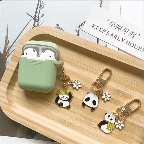 INS Cute Panda Keychain For AirPods Pro Wireless Bluetooth Silicone Earphone Case For AirPods 2/1 Headset Cover Accessories