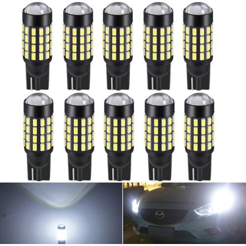 10pcs Canbus T10 LED W5W Bulbs Car Reading Lights Interior Dome Lamps 54SMD 3014 6000K White 12V Auto For Toyota Kia Mazda Honda