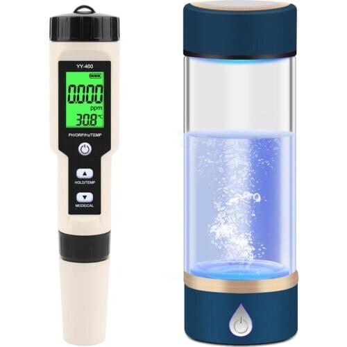 Water tester 4 in 1 PH/ORP/H2 & TEM meter digital hydrogen ion concentration tester SPE/PEM hydrogen rich cup water generator