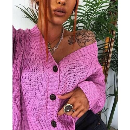 Women Knitted Cropped Cardigan Sweaters Female Short Coat V Neck Single Breasted Knitwear Spring Autumn Solid Shawl Jacket