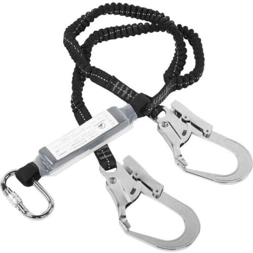 1.54m Working Aloft Elastic String Anti-falling Safety Belt Double Steel Big Hook Working Aloft Safety Belt Climbing Safety Rope
