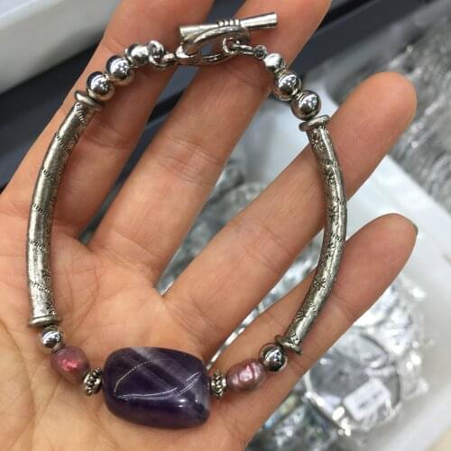 1pcs Natural dream amethysts stone beads Bracelet Charms Yoga Women meditation amulet