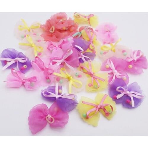 10pcs Pet hair bows Cute Chiffon dog bows Rubber bands dog hair accessories Pet grooming products Gift