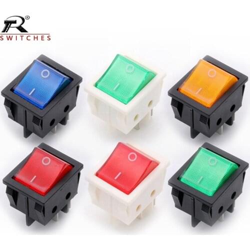 100PCS KCD4-201N-B Electric Welding Machine Switch Rocker Switch with light 30A 250V T8555 type 4/6pin 2position