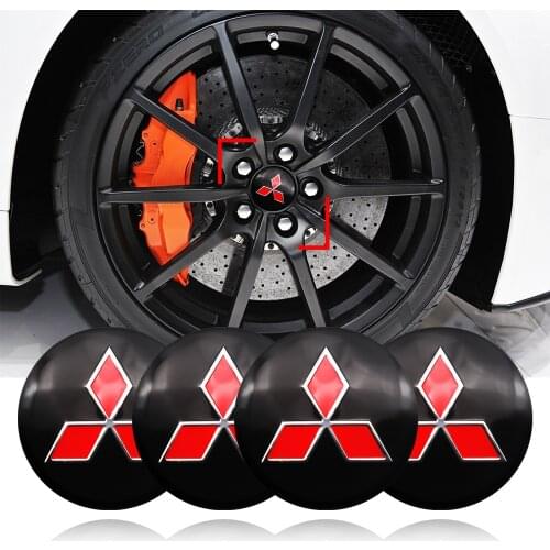 4Pcs Car Hub Cap Badge Stickers Wheel Center Emblem Decals For Mitsubishi Outlander Lancer Asx Car Accessories Auto Exterior