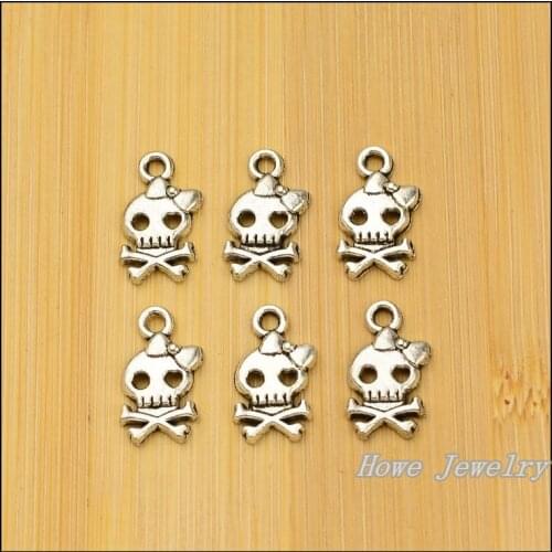 60 pcs Vintage zinc alloy charms Pirate Skull pendant DIY Bracelet Necklace metal jewelry accessories Making 02