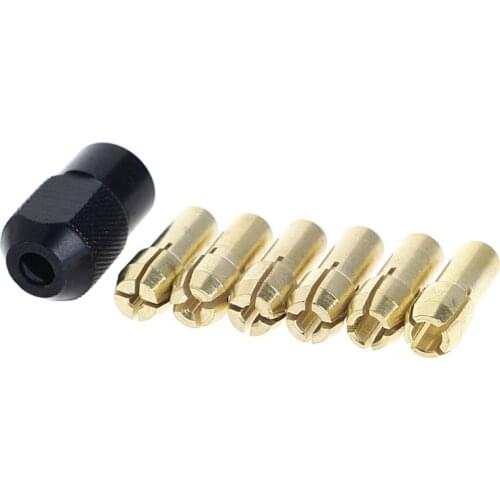 7Pcs Brass Collet 1.0/1.6/2.0/2.4/3.0/3.2 + Check M8*0.75 Fits Rotary Tools 24TE Au11 21 Dropshipping
