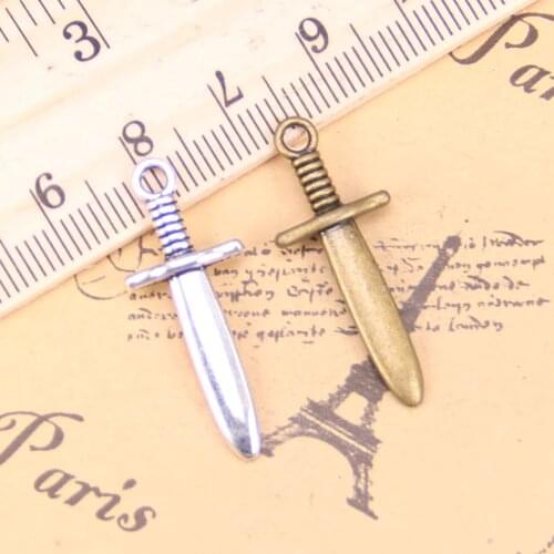 72pcs Jewelry Charms dagger 30x12x4mm Antique Silver Plated Pendants Making DIY Handmade Tibetan Silver Jewelry