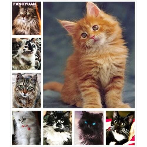 Full Drill 5D Diamond Painting Cute Cat Diamond Embroidery Animals Mosaic Cross Stitch Kits Art Rhinestone Pictures Home Decor