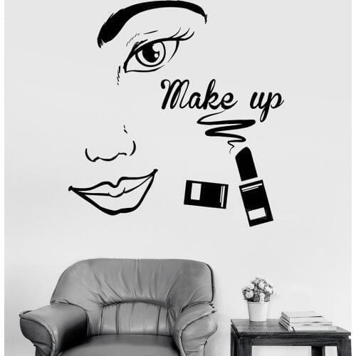 Girl Wall Decals Eyes With Long Lashes Beauty Salon Vinyl Decal Sticker Mural Make Up Art Stickers Cosmetics Poster Girls Z298