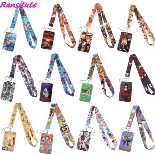 Ransitute R1555 Anime Lanyard Card ID Holder Car KeyChain ID Card Pass Gym Phone Badge Kids Key Ring Holder Jewelry