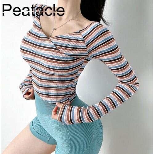 Peatacle Stretchy Yoga Clothes Womens Sports Top Tight-fitting Long Sleeve Fitness T-shirt Sexy